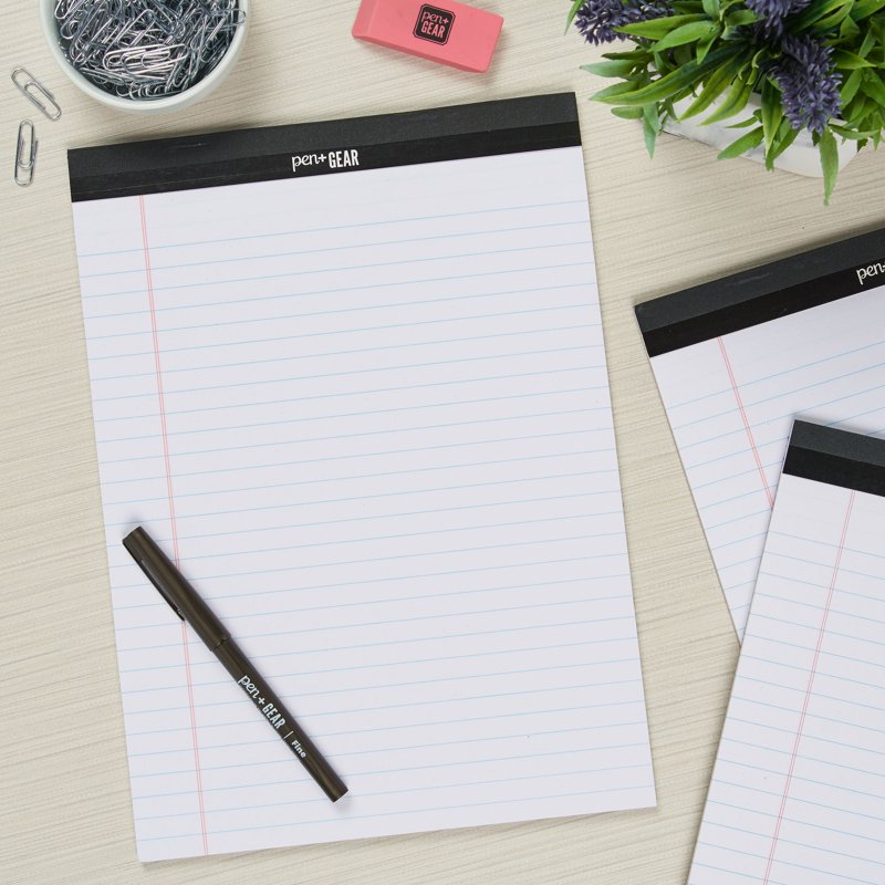 Legal Pads Wide Ruled 8.5x11 Inches - 50 Sheets, Pack of 12 Office Stationery