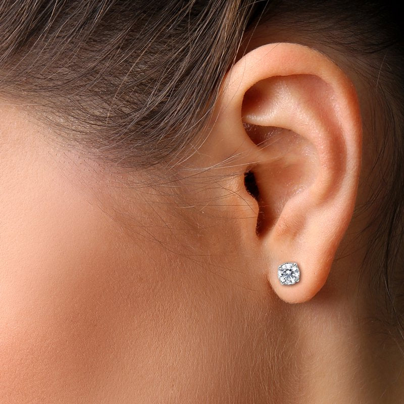 Half Carat Lab Grown Diamond Stud Earrings in Sterling Silver