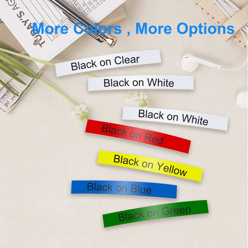 6-Pack 12mm Laminated Label Tape for P Touch Label Makers - Multi Color