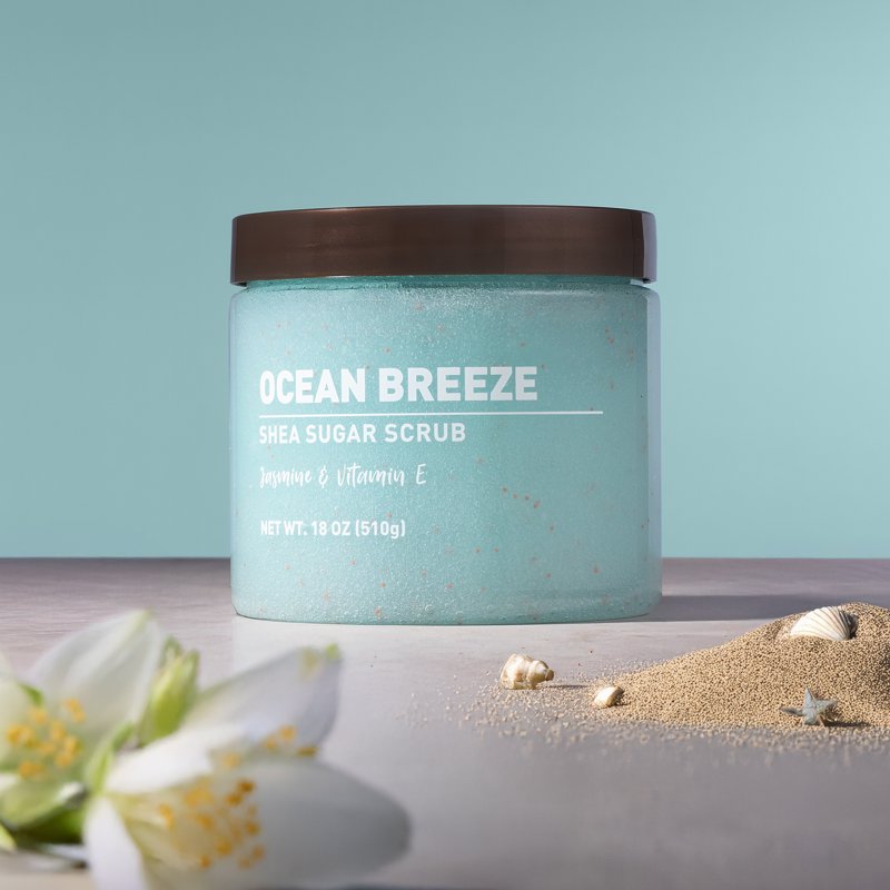 Shea Sugar Scrub with Ocean Breeze Scent - 18 oz Exfoliating Body Polish