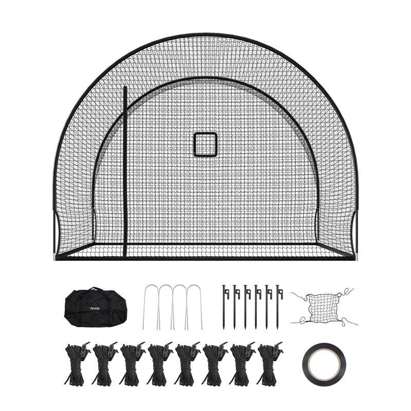 Portable Baseball Batting Cage 12x10ft Freestanding Training Net for Outdoor Practice