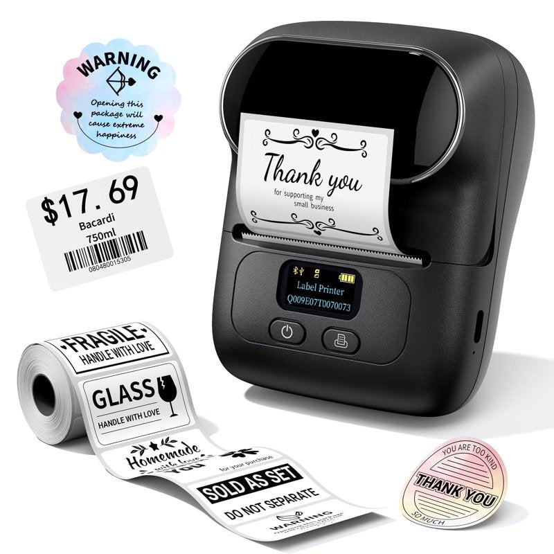 Portable Bluetooth Label Maker with Tape - Thermal Printer for Small Business and Home Organization
