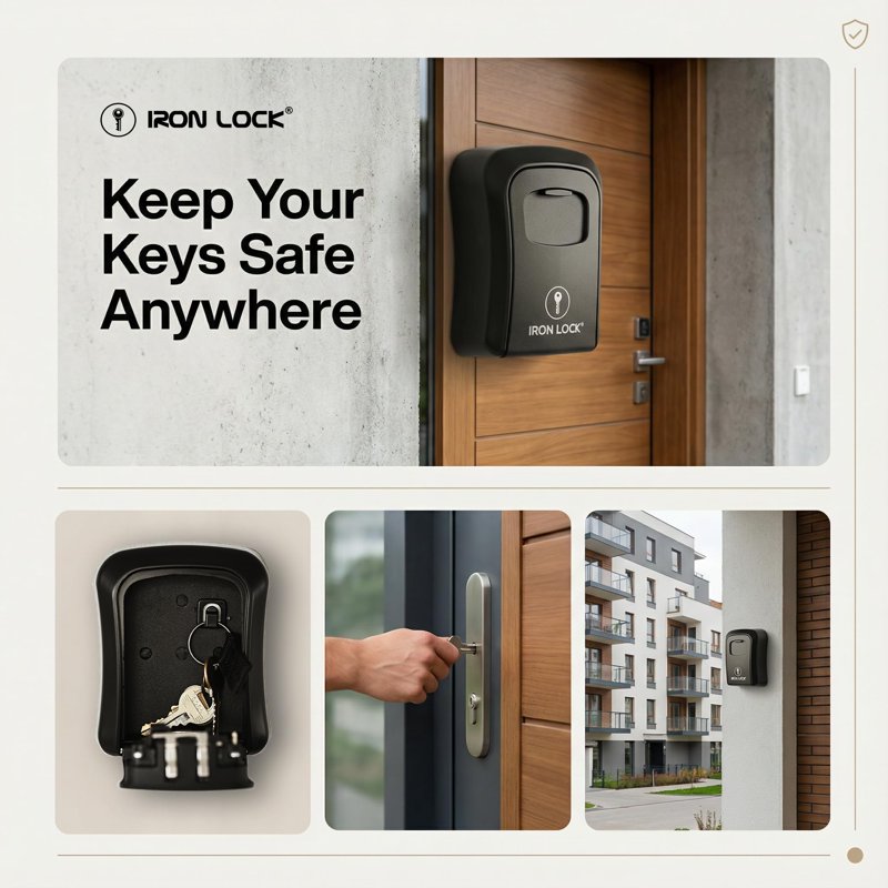 Medium Wall-Mount Key Lock Box Waterproof Heavy-Duty Metal Safe with 4-Digit Code
