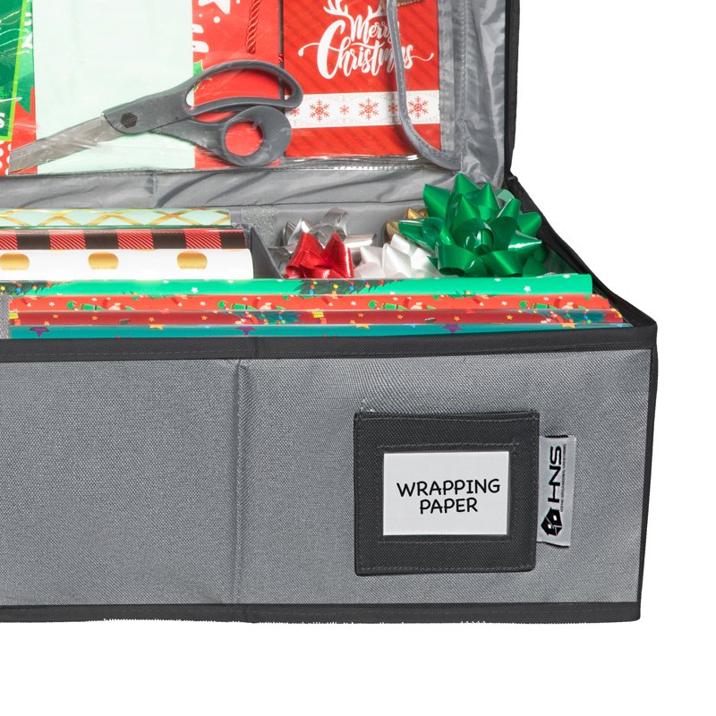 Gift Wrap Storage Container Holds 27 Rolls Underbed Organizer with Ribbons and Bows