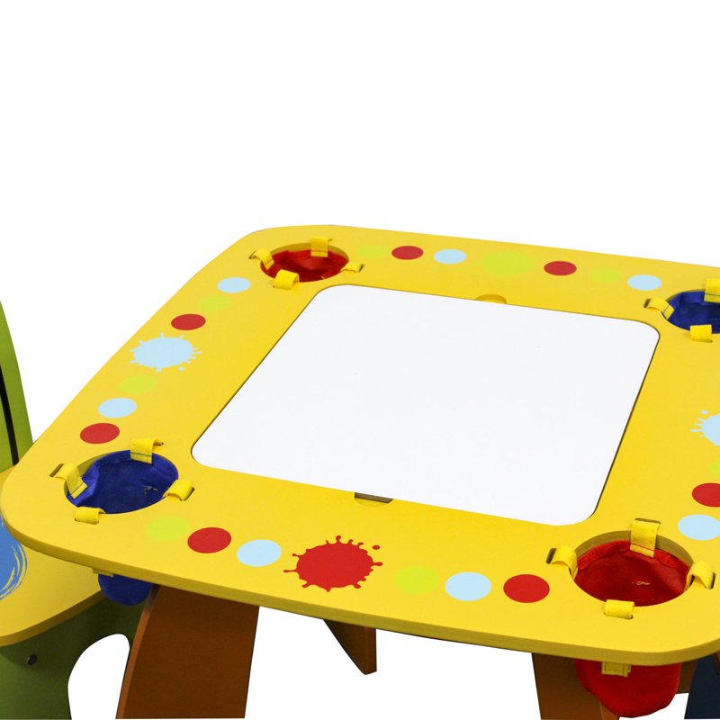Kids Wooden Activity Table and Chair Set with Storage & Chalkboard - Crayola Colors