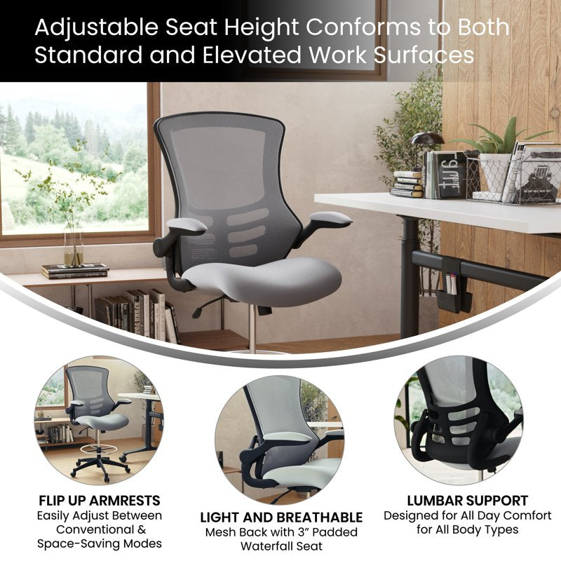 Ergonomic Drafting Chair with Mesh Back and Adjustable Foot Ring