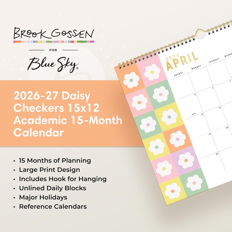 15-Month Academic Wall Calendar April 2026 - June 2027, Colorful Design, 15x12 Inches – Office & Classroom Organizer