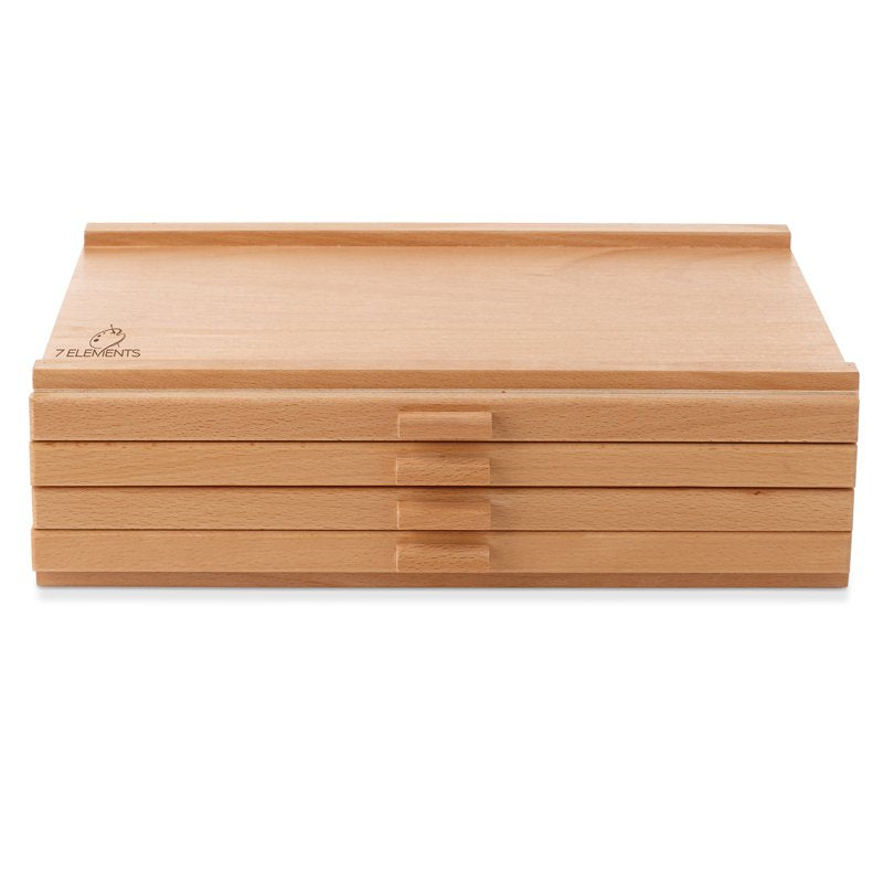 Wooden Art Supply Storage Box with Multiple Drawers for Pastels Pens and Brushes