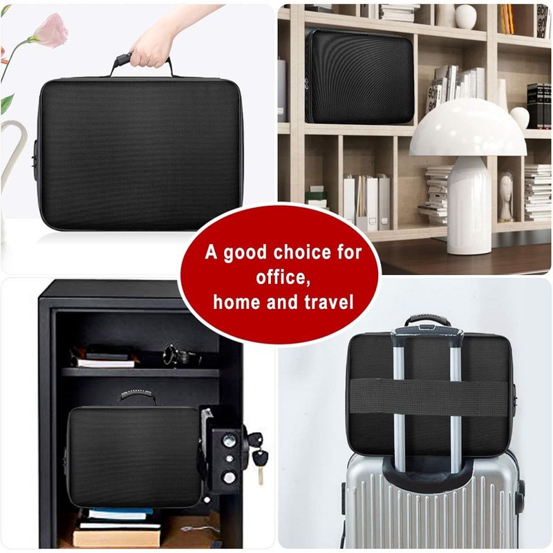 Fireproof Document Bag with Lock Water-Resistant Storage Case for Files Money