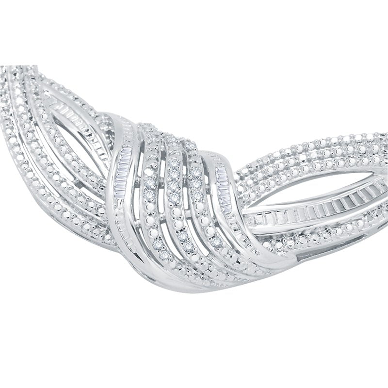 1/2 Ct Diamond Twisted Necklace in Silver Tone over Brass - 18 Inch
