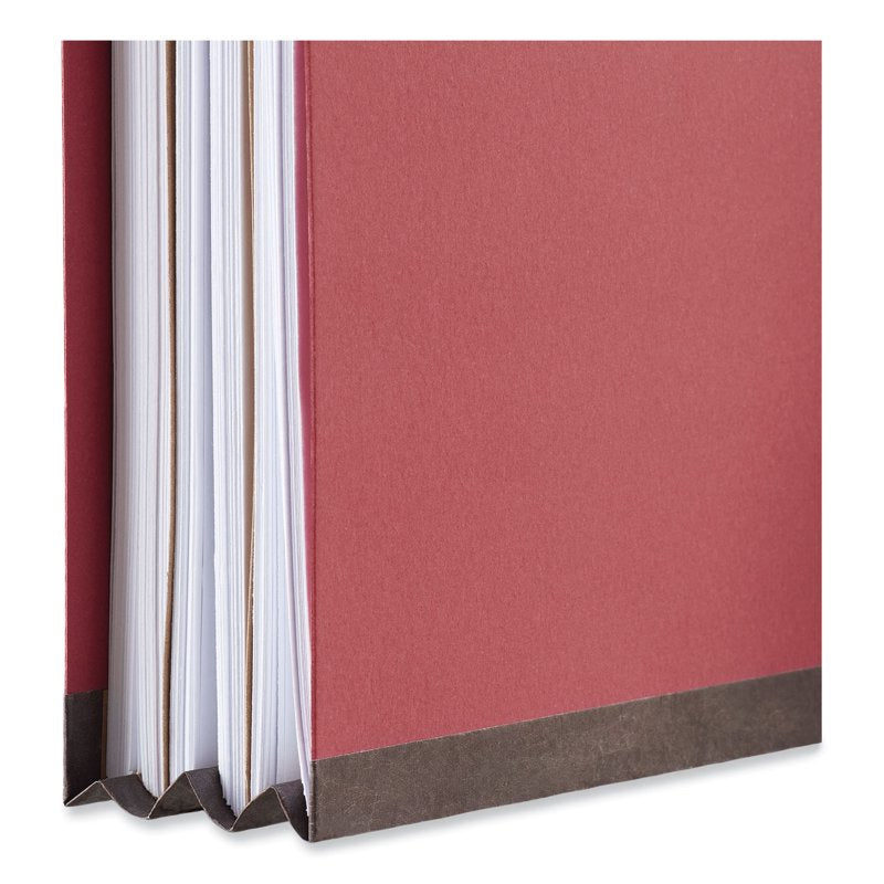 Universal 10313 Legal Pressboard File Folders - 6-Section Ruby Red, 10/Box