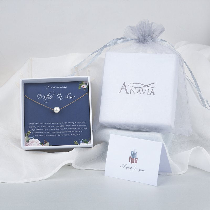 Elegant Pearl Necklace for Mother-in-Law Gift - White, Pink, Gold, Silver Options