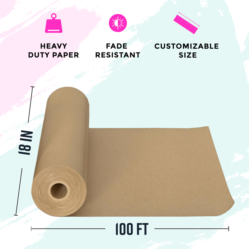 Brown Kraft Paper Rolls 18 Inch x 100 Feet 2-Pack – Moving, Gift Wrapping & Arts