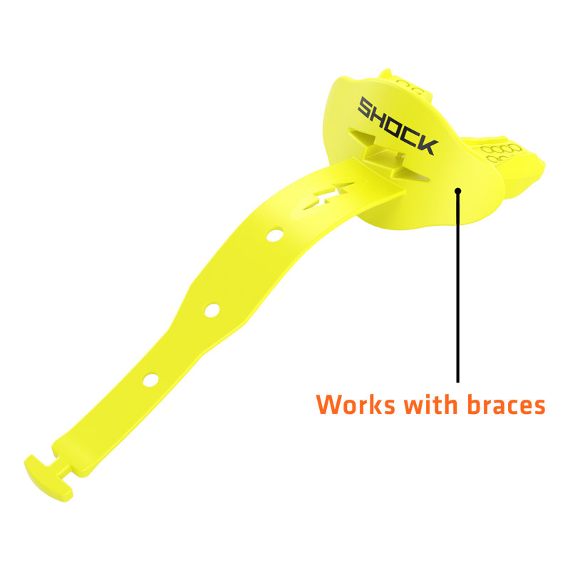 Football Lip Guard Shock Doctor Bolt Neon Yellow OSFA - Secure Fit & Breathable