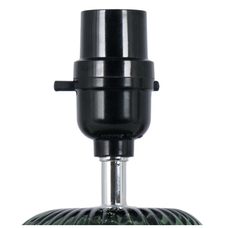Green Glass Table Lamp with White Shade - Compact Indoor Accent Light