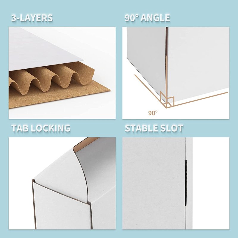 25 Pack White Corrugated Shipping Boxes 9x6x3 - Eco-Friendly & Foldable