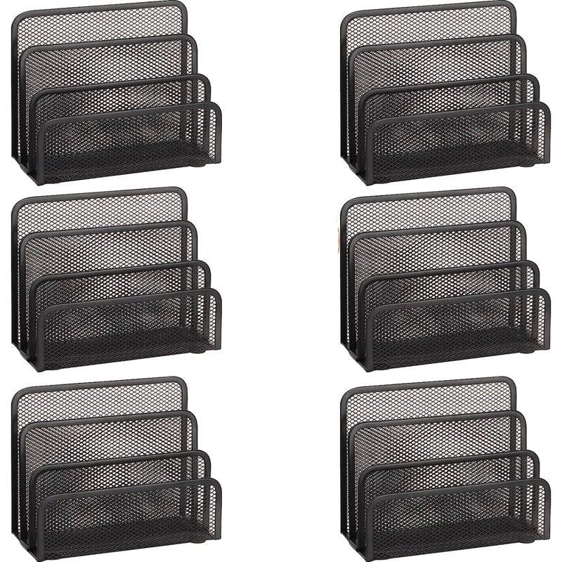 Vertical Metal Mesh Desk Mail Organizer with 3 Compartments - Small Letter Sorter for Home Office