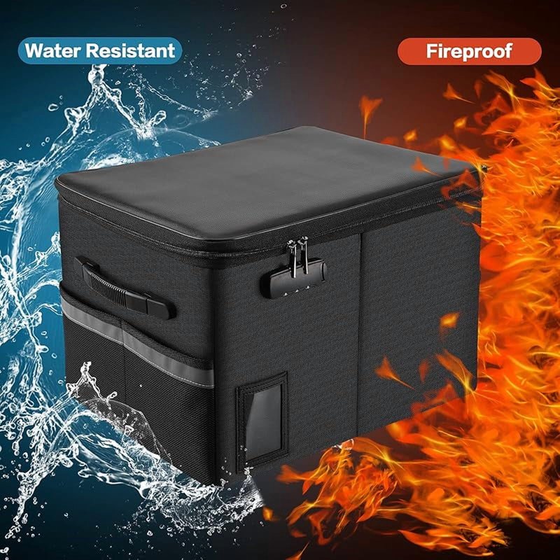 Fireproof File Cabinet with Lock - Water-Resistant Document Organizer for Letter & Legal Files
