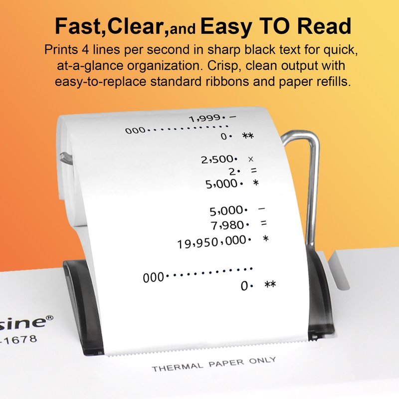 Thermal Printing Calculator with 12-Digit LCD, Fast 4 Lines/sec, Home & Office