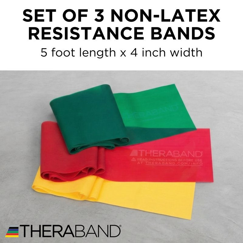 Non-Latex Resistance Bands Set for Fitness and Rehab - 5 ft, Multiple Resistance Levels