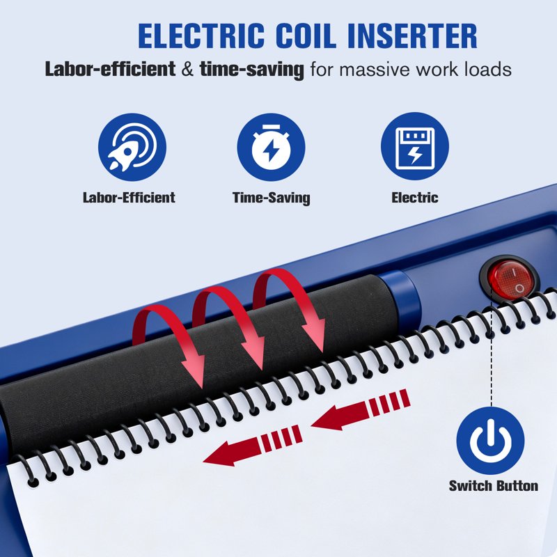 Electric Coil Binding Machine with 12-Sheet Capacity & Starter Kit for Office & Home