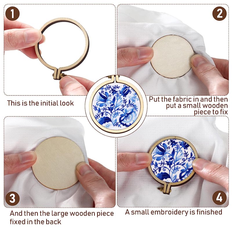 Mini Embroidery Hoop Set - Wooden Cross-Stitch Frames for DIY Crafts, 20 Pieces