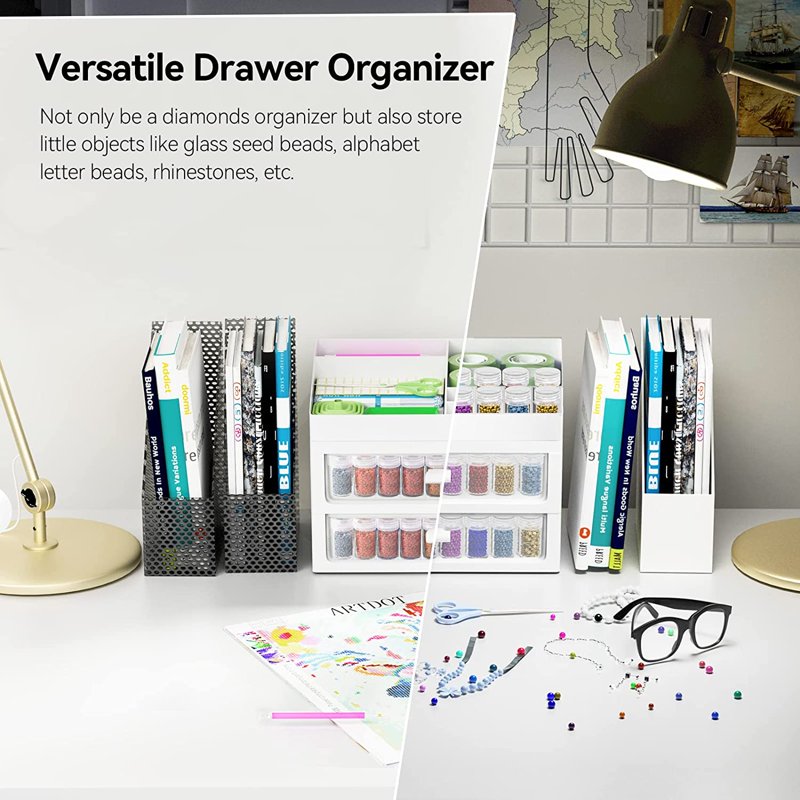 Diamond Painting Drill Storage Organizer with Stackable Bead Containers - Multiple Sizes