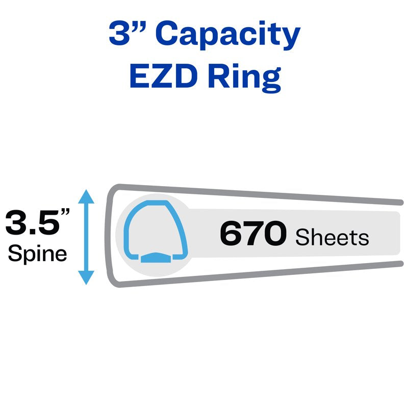 Heavy Duty 3-Inch View Binder with EZD Rings - Pacific Blue
