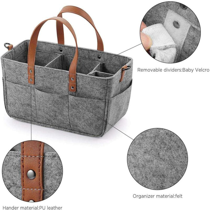 Multi-Purpose Craft Organizer Tote Bag with Pockets - Gray Storage Caddy