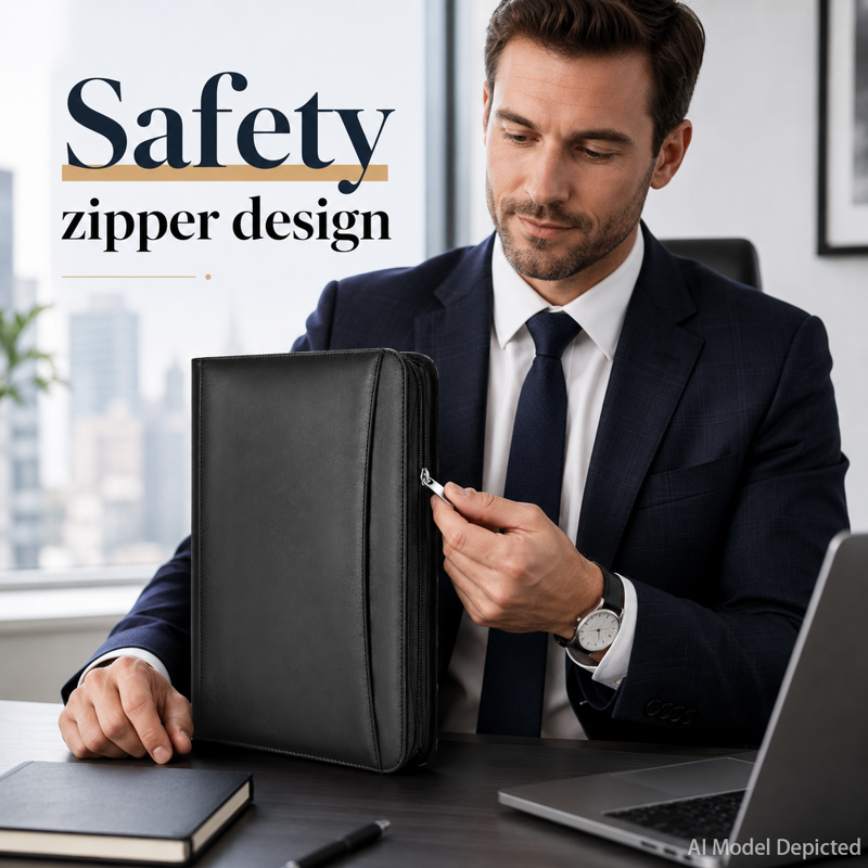 Premium A4 Zipper Portfolio Binder with 3 Rings and Accessories