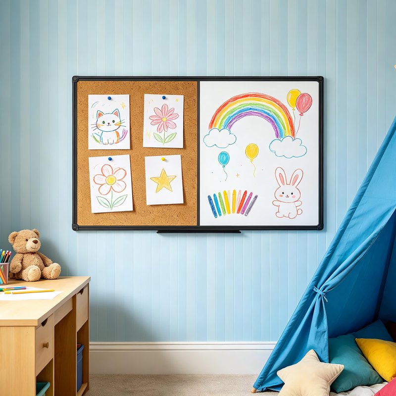 Magnetic Whiteboard and Cork Board Combo - 35x23 Wall Bulletin & Dry Erase Board