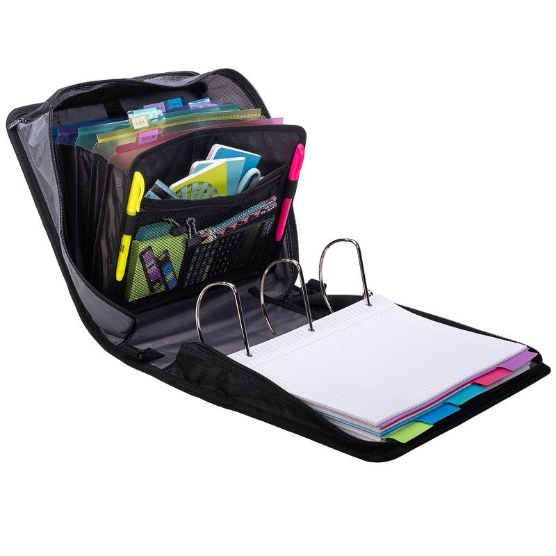 Large Capacity Zipper Binder with Shoulder Strap - 4 Inch D-Rings & Multiple Pockets