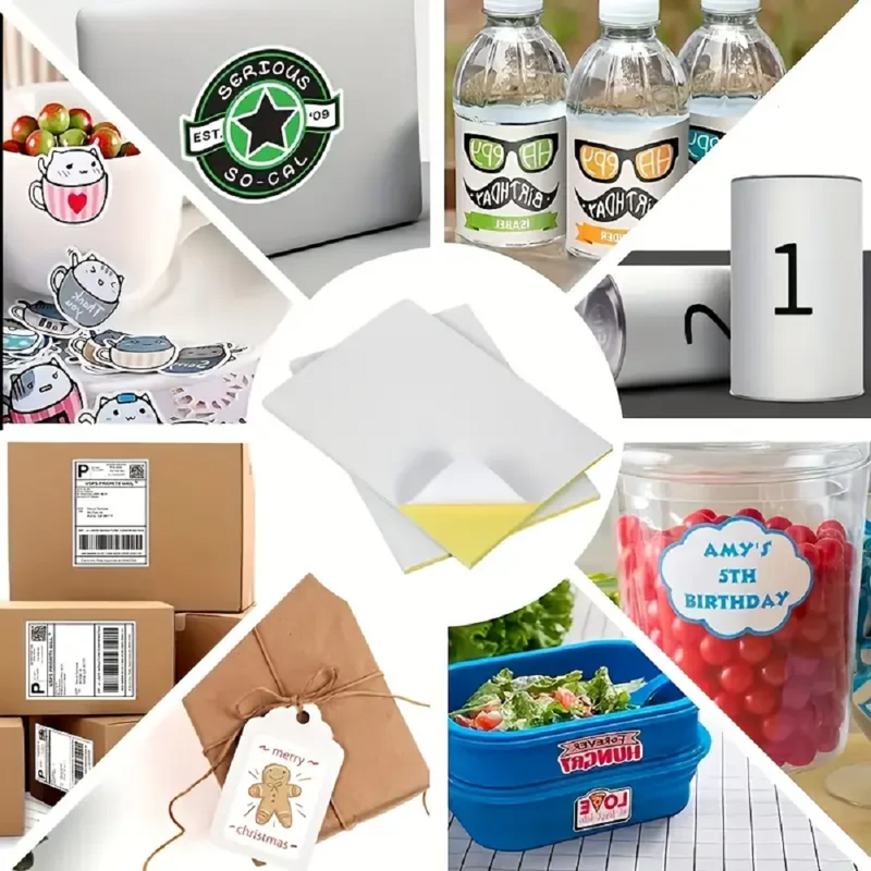 A4 Printable Sticker Paper 50 Sheets - Glossy Self-Adhesive Labels for Laser & Inkjet Crafts