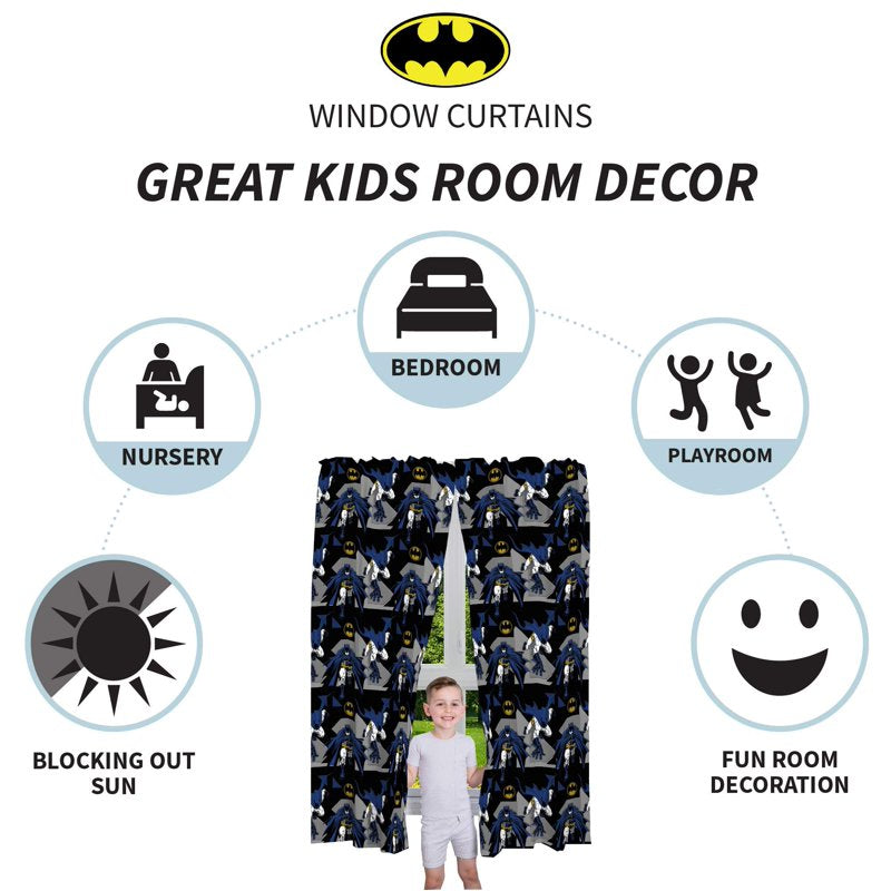 Batman Kids Curtains 82 x 63 in - Gotham Blues Drapes Set