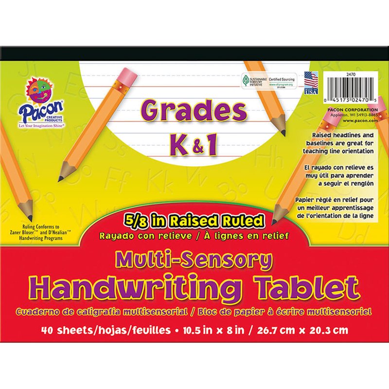 Multi-Sensory Handwriting Tablet for K-1 Students - 40 Sheets, 10.5x8 Inches