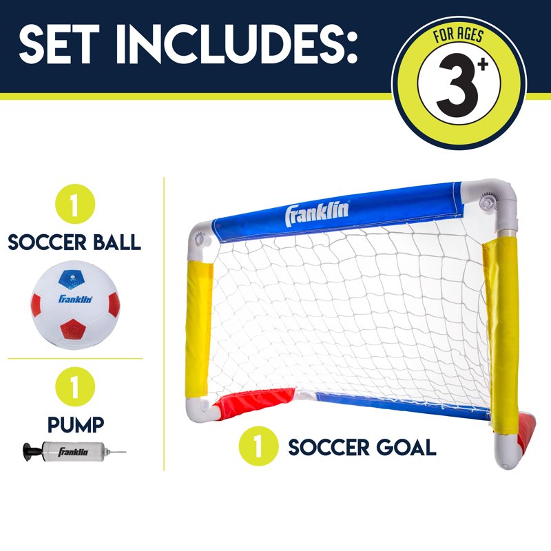 Franklin Sports Kids Soccer Goal with Ball & Pump - 24 x 16, Red