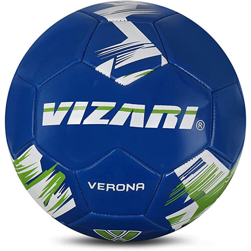 (3 Pack) Vizari Verona Soccer Ball - Sizes 3 4 5 - Durable TPS Shell, Reinforced Bladder - Indoor & Outdoor - Blue/White/Green
