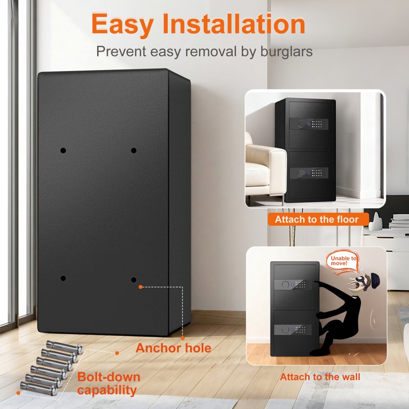 Heavy-Duty Home Safe Box with Dual Alarm System and Biometric Lock