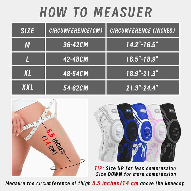 Adjustable Knee Brace with Side Stabilizers & Patella Gel Support for Sports - Blue White XL