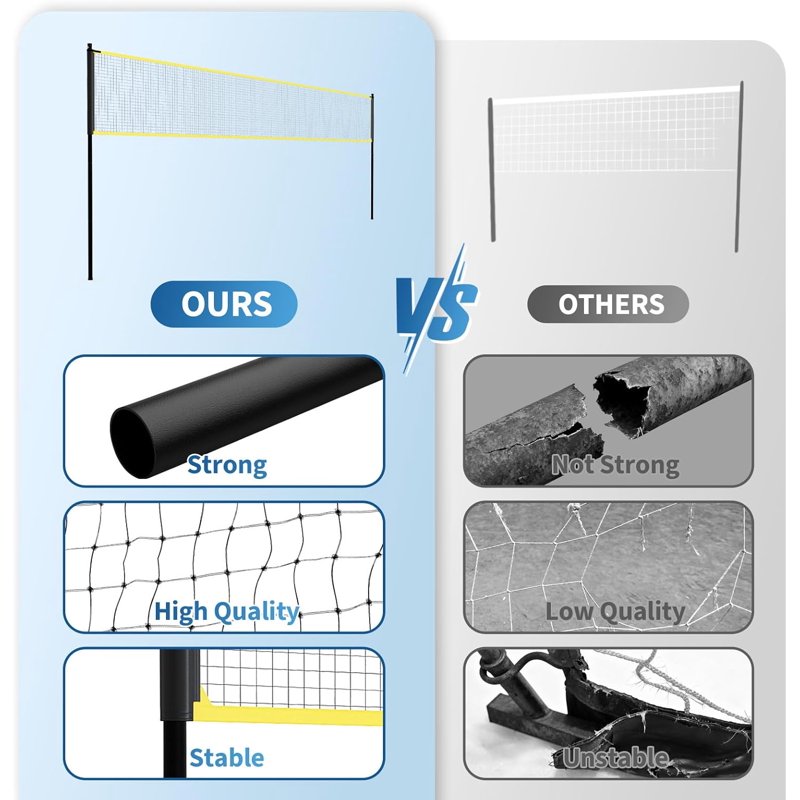 Portable Volleyball Net Set 32ft x 8ft with Adjustable Heights - Outdoor Sports Equipment