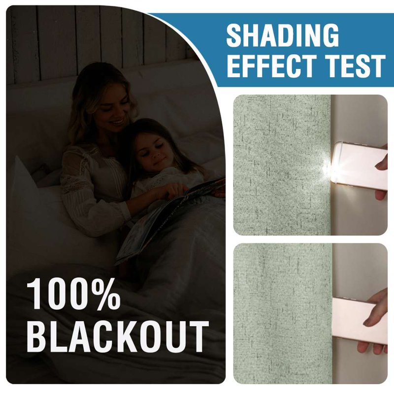 Blackout Thermal Curtain Set - Linen-Like Fabric, Rod Pocket & Back Tab, 2 Panels