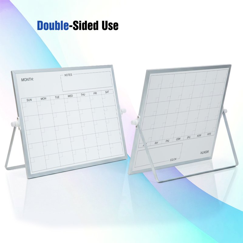 Double-Sided Magnetic Desktop Whiteboard with Stand, 16x12 inches, Office & Home Use