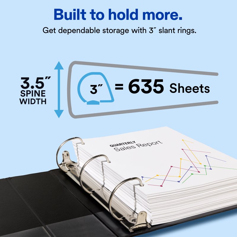 3-Inch Slant Ring View Binder - White, 635 Sheet Capacity, Light Use