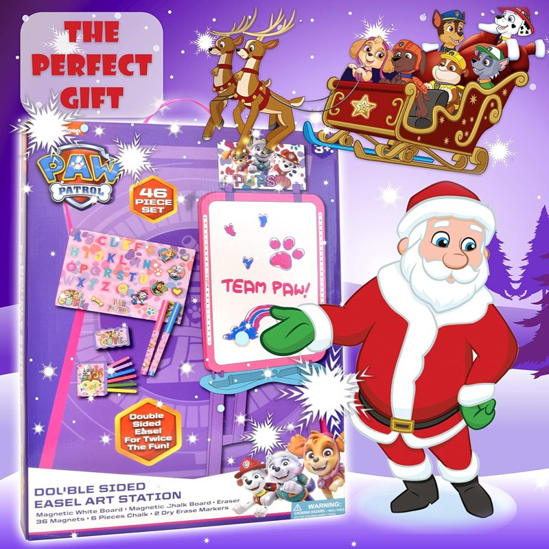 Kids Art Easel with Magnetic Whiteboard & Chalkboard - Pink/Purple