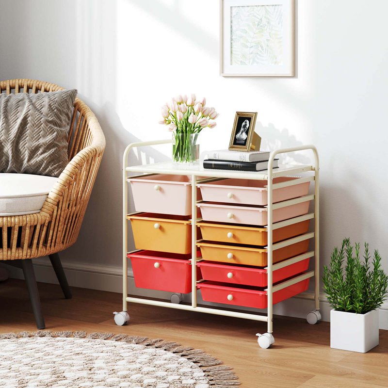 Multi-Use 9-Drawer Rolling Storage Cart with Lockable Casters - Utility & Organization