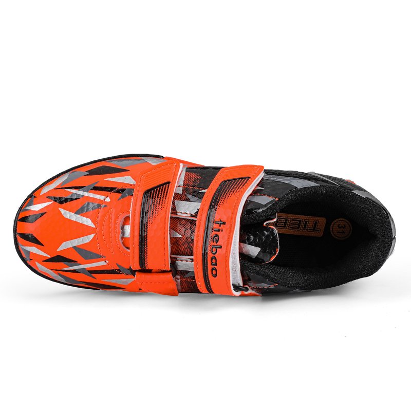 MiFeloo 7.5 Toddler Soccer Cleats - Kids Outdoor Football Turf Shoes, Black/Orange