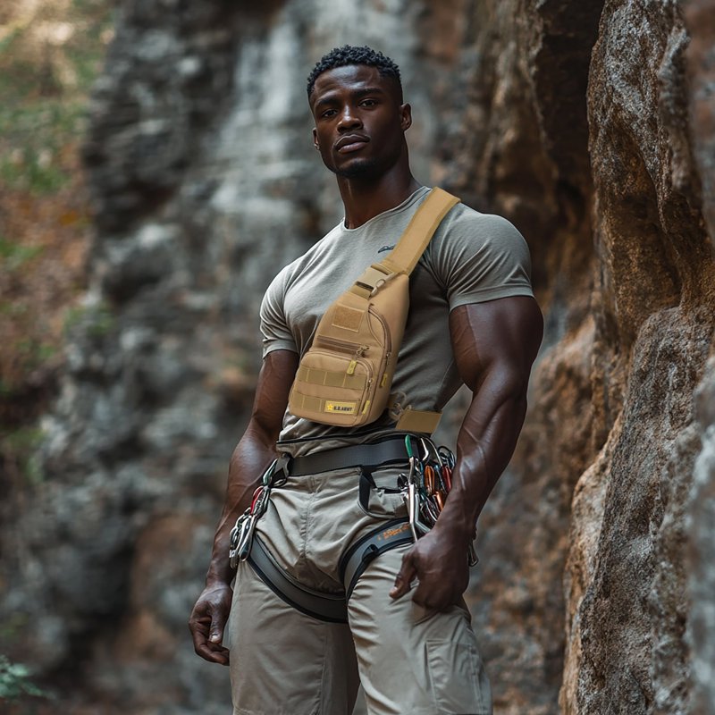 Tactical Sling Bag for Military & Outdoor Use - Water-Resistant, MOLLE Webbing, Multi-Compartment