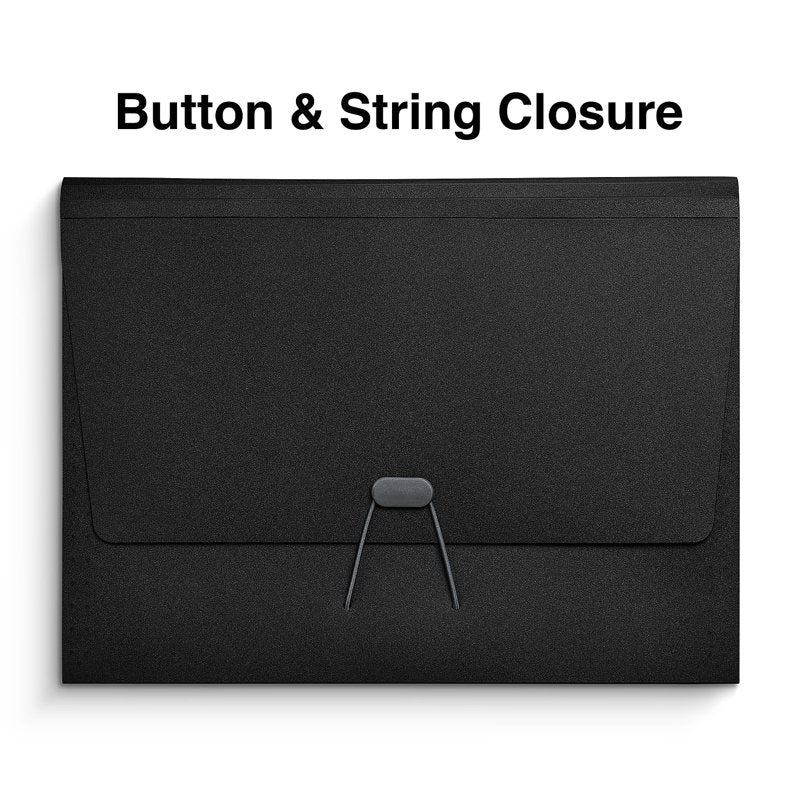 Moisture-Resistant Reinforced Plastic Accordion File 7-Pocket Letter Size Black