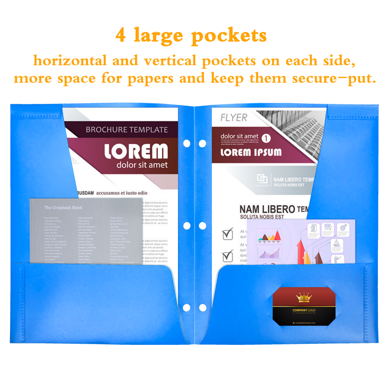 4-Pocket Plastic School Folders with 3-Hole Punch - Assorted Colors, 6 Pack