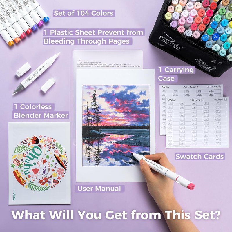 Alcohol Markers Set with Dual Tips - Refillable Art Markers for Artists & Adults
